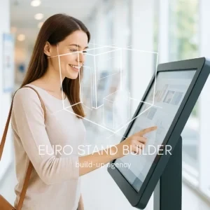 Interactive touch screen display for engaging trade show visitors