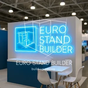 Custom-made neon sign designed to highlight exhibition stand branding