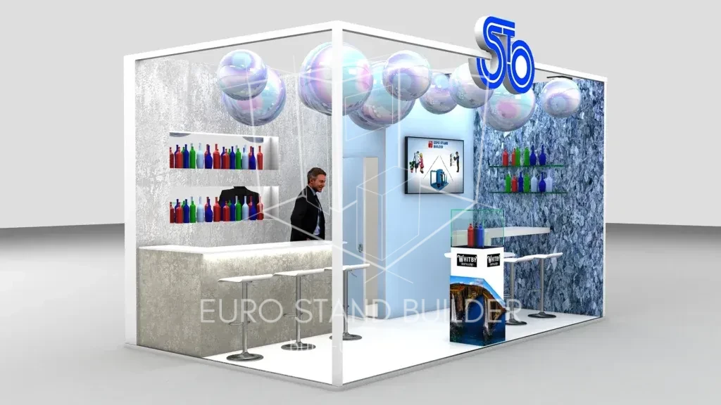 Corner Trade Show Booth Rental:<br> Size 3*5 (15 m²) - visualisation 1