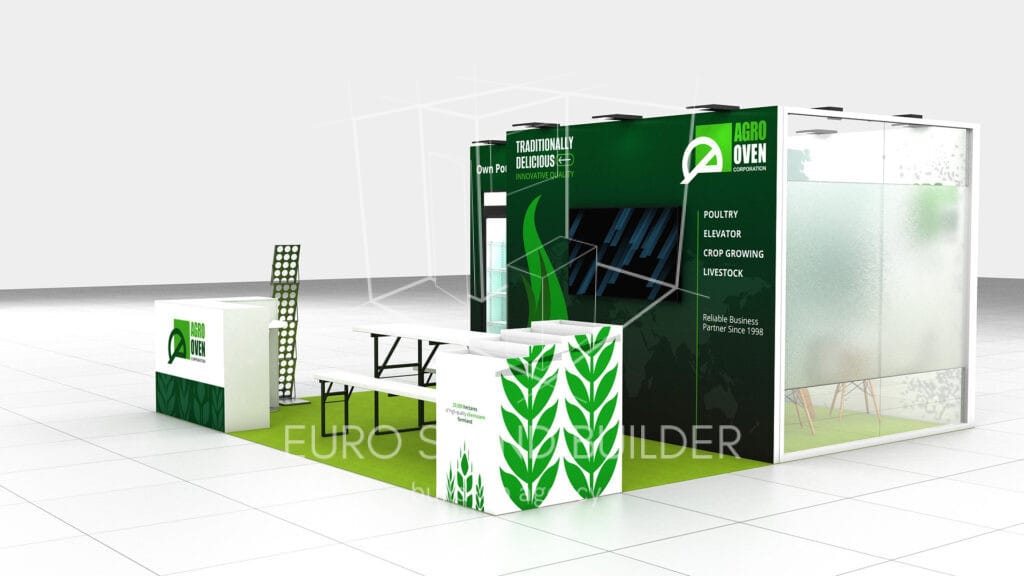 Tree Open Sides Custom Booth Rental: Size 5*5 m² - visualisation 1