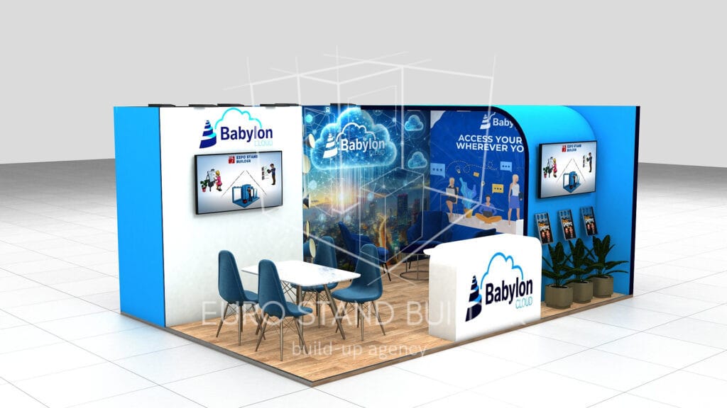 Two Sides Open Booth With Storage Room Rental: Size 5.5*4 m² - visualisation 0