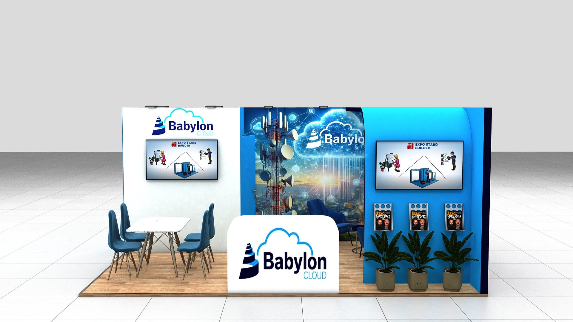 Two Sides Open Booth With Storage Room Rental: Size 5.5*4 m² - Image 9