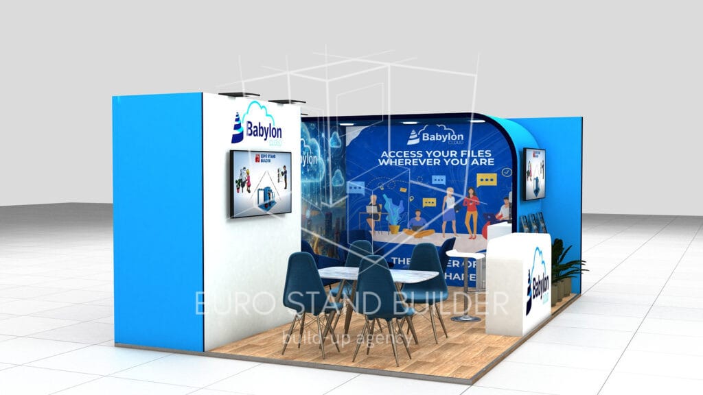 Two Sides Open Booth With Storage Room Rental: Size 5.5*4 m² - visualisation 5
