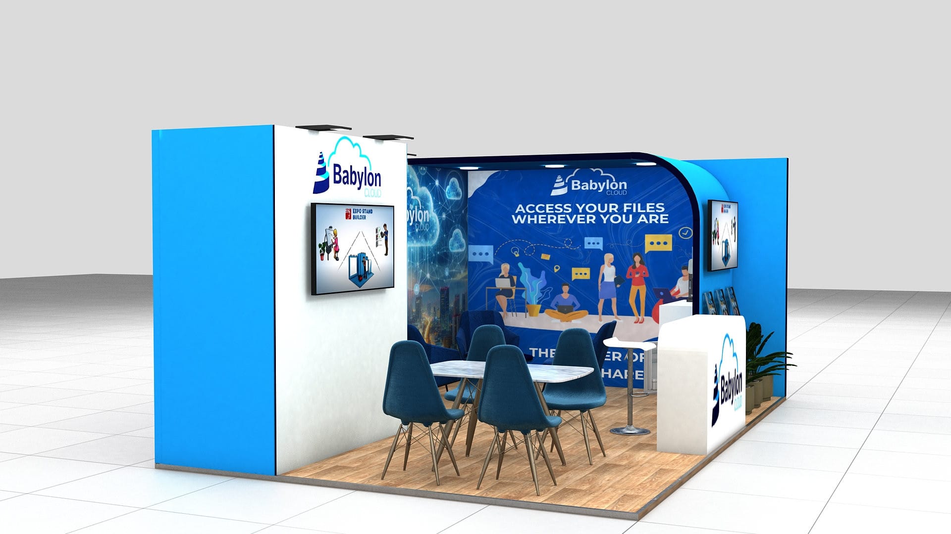 Two Sides Open Booth With Storage Room Rental: Size 5.5*4 m² - Image 7