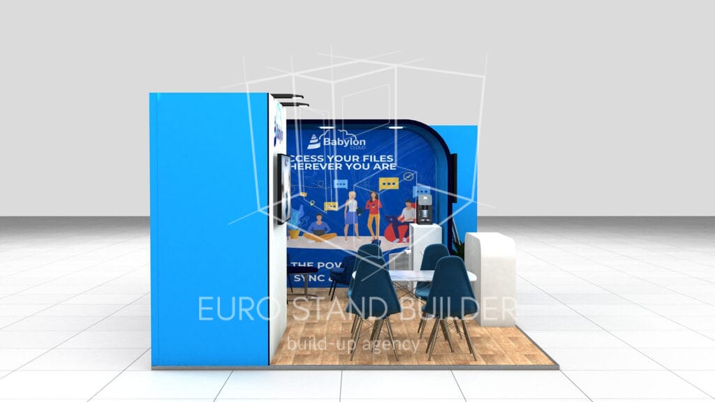 Two Sides Open Booth With Storage Room Rental: Size 5.5*4 m² - visualisation 4