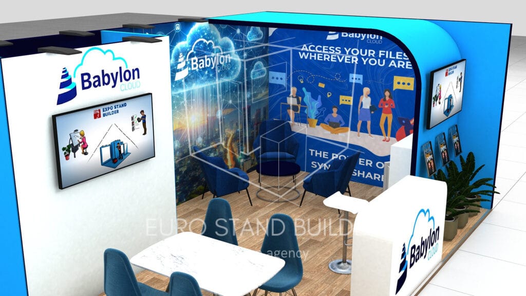 Two Sides Open Booth With Storage Room Rental: Size 5.5*4 m² - visualisation 3