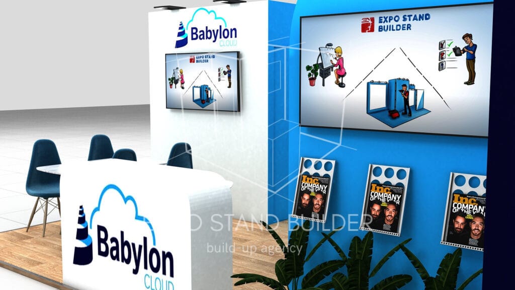 Two Sides Open Booth With Storage Room Rental: Size 5.5*4 m² - visualisation 1