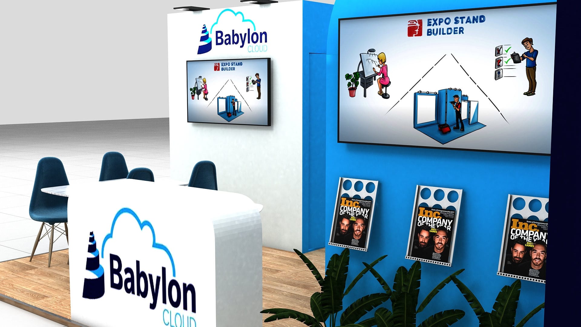 Two Sides Open Booth With Storage Room Rental: Size 5.5*4 m² - Image 3