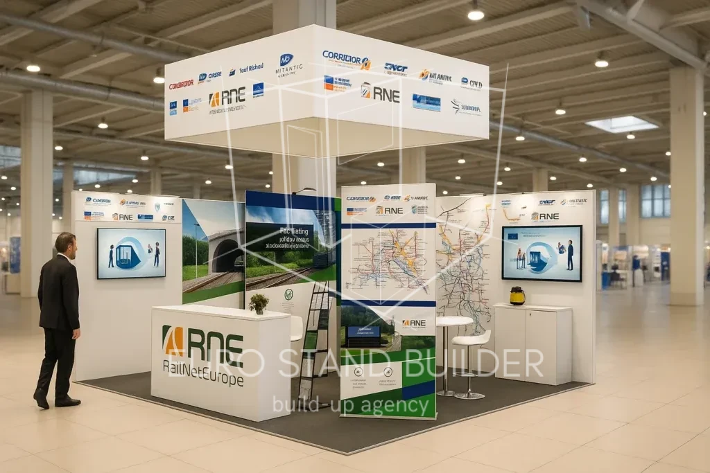 Rental of Corner Booth with Suspension: Size 6*4 m² - visualisation 0