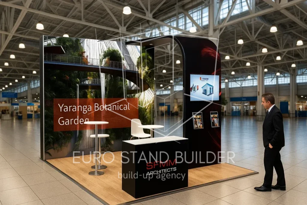 Tree Sides Open Booth Rental: Size 3*4 m² - visualisation 0