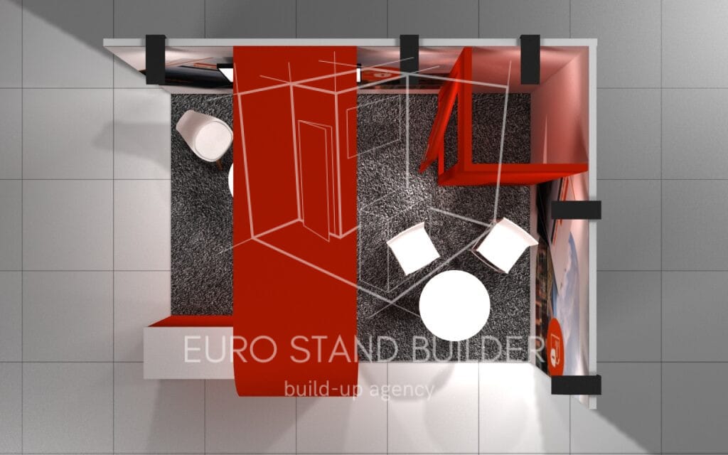 Rental of Corner Booth with Storage Room: Size 3*4 m² - visualisation 3