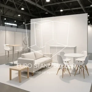 Branded advertising cubes used as eye-catching custom booth furniture — Photo 4