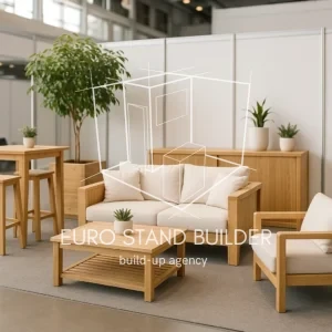 Branded advertising cubes used as eye-catching custom booth furniture — Photo 1