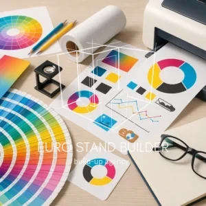 High-quality graphic prints produced for exhibition booth visuals