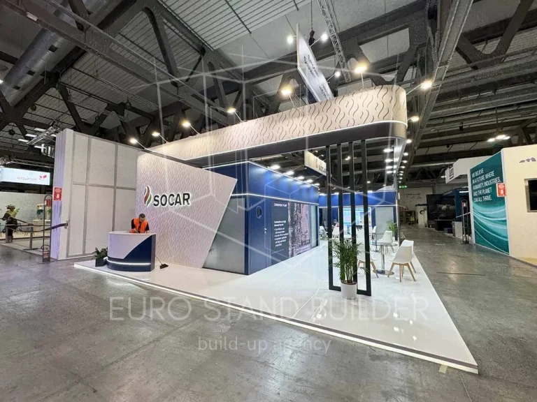 Exhibition booth constructed by Euro Stand Builder in Milan, Italy – tailored solutions for European trade shows.