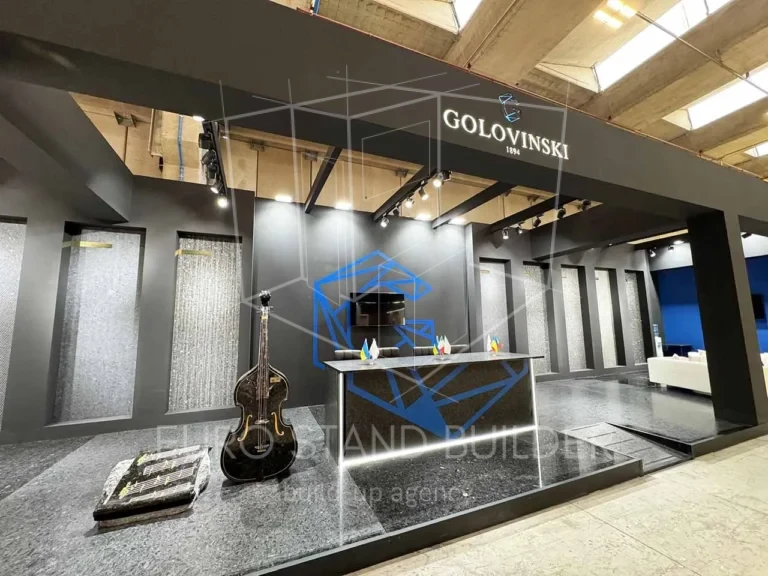 Custom exhibition stand project in Verona, Italy by Euro Stand Builder – full-service booth construction across Europe.